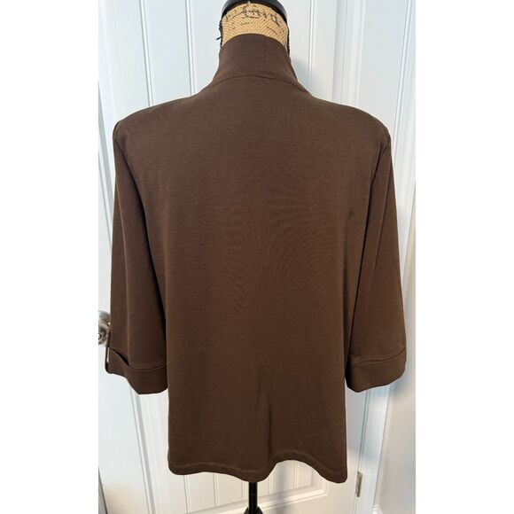 Allison Daley Brown Open Front Jacket Women’s Petite Med Casual Blazer Cardigan - Picture 2 of 4